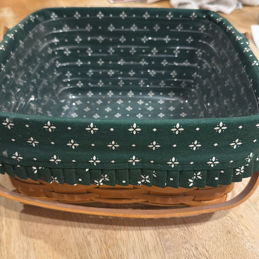 Longaberger basket with fabric liner and plastic protector
